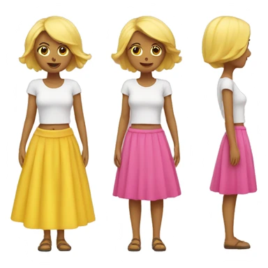 Yellow Emoji with a pink skirt sticker