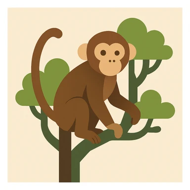 Flat design style monkey in the tree sticker