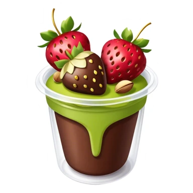 Chocolate covered strawberries with pistachio in a plastic cup sticker