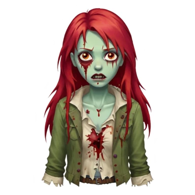Franja cabelo ruivo comprido zombie sticker