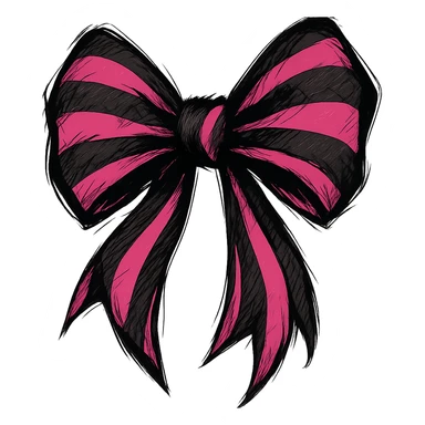 emo bow, black and pink, expressive and stylish, remove background sticker