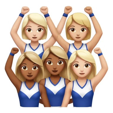 4 girls in a cheer stunt brown skin, white skin, white skin, Asian, blonde hair, brown hair sticker