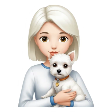 A beautiful girl holding a white terrier sticker