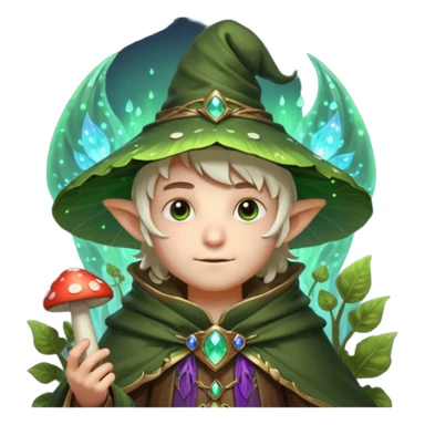 mushroom wizard portrait, head and shoulders only, glowing spores, leafy cloak collar, magical eyes, cute fantasy style, 3D cartoon, mobile game icon style, clean background, no text, no watermark

 sticker