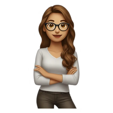 joven mujer cabello marron y lentes sticker