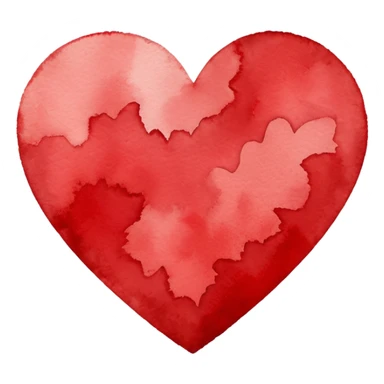 minimalist watercolor heart icon, monochromatic red washes, soft bleeding edges, on textured white paper, serene and emotional, perfect for app icon, transparent background, flat lay --style raw --stylize 150 sticker