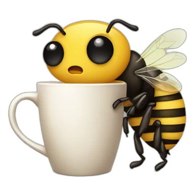 Tired bee taking a coffee sticker