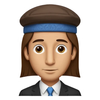 Man with a long nose wearing a suit and kippah, he has long brown hair sticker
