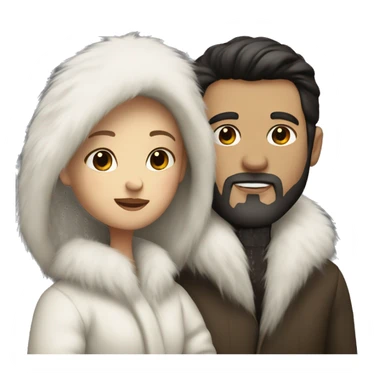 Dark haired White couple in long fur coats sticker