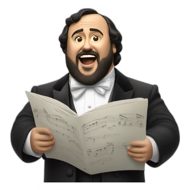 Hyperrealist pavarotti singing sticker