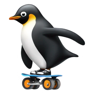 Penguin roller skating sticker