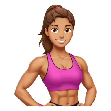 A woman in athletic wear is sweating it out in the gym, her face adorned with a confident smile, her muscles well-defined, showcasing strength and grace. sticker