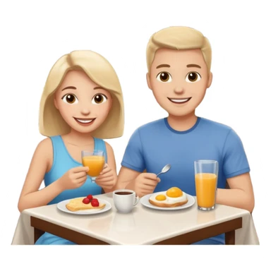 pon una pareja desayunando sedayuno de hotel sticker