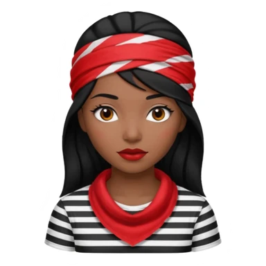 marinera de pelo negro con camisa a rayas blanco y negro y pañuelo rojo sticker