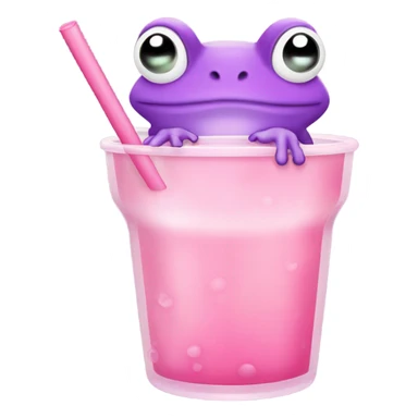 A light purple frog drinking pink boba sticker