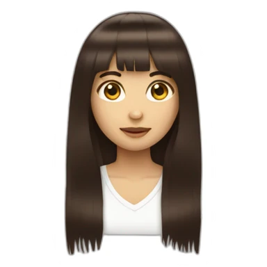 dark-brown-long-hair-fringe-girl-with-black -eyes Download emoji sticker
