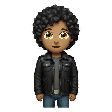 young light brown skin man with black long slightly curly hair and black leather jacket holding camera sticker