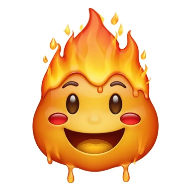 Generate an emoji that is simultaneously grinning nervously, crying, and melting while on fire.  sticker