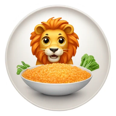 Orange Lion in a round shape eating risotto  sticker