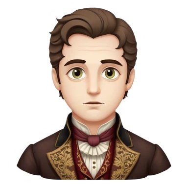 Cinematic Realistic Chopin Portrait Emoji, depicted as an introspective composer with expressive eyes and period attire, rendered with rich textured detail and soft classical lighting that captures his emotive musical genius. sticker