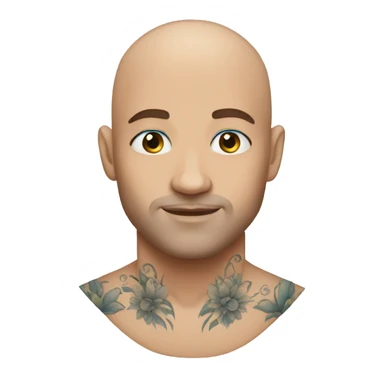 Bald man blue eyes wearing tattoos  sticker