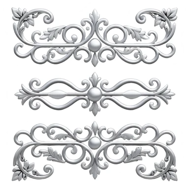 Black and silver filigree page divider, 3D, extremely detailed design sticker