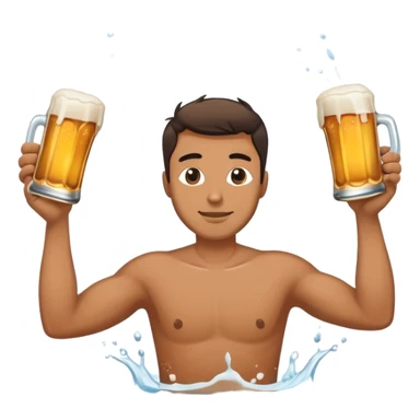 A man of culture—balancing a beer while half-submerged in water sticker