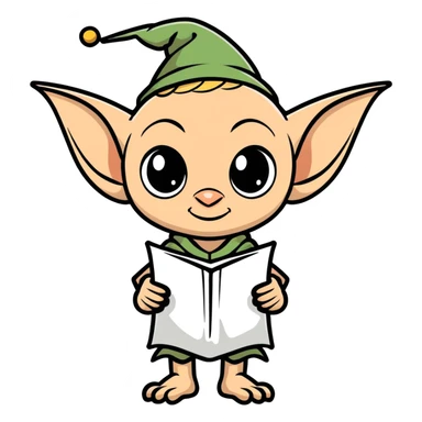 Dobby the house-elf from Harry Potter, cartoonish sticker style sticker