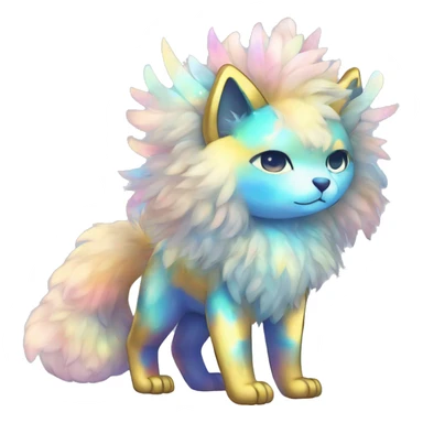 Shiny Sparkly Colorful Fluffy beautiful fantasy Kawaii Ethereal Anthro Sona Fakemon-animal Full Body sticker