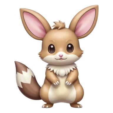Kawaii Shiny Colorful Pastel Minccino-Furret-Emolga-Eevee-fusion Full Body sticker