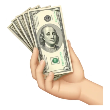 a hand holding money sticker