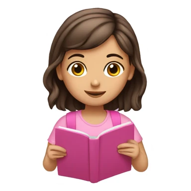 brunette girl studying pink notebook  sticker