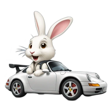 Lapin qui fait des rodéos en porsche sticker