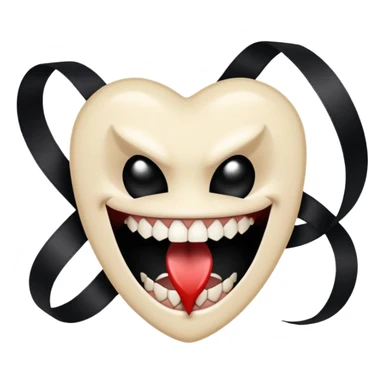 Sharp teeth biting into black silk ribbon, restrained desire sticker