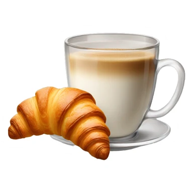 A glass of coffee with a croissant sticker