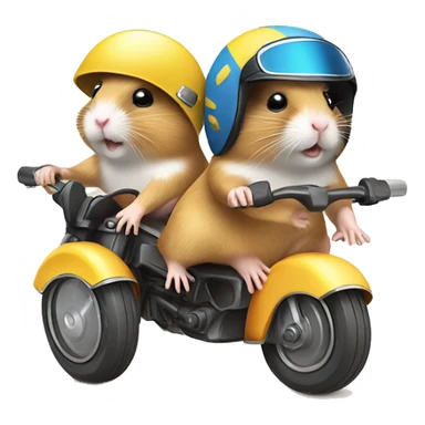 Two hamsters in swimwear and sun hat driving motorbike sticker