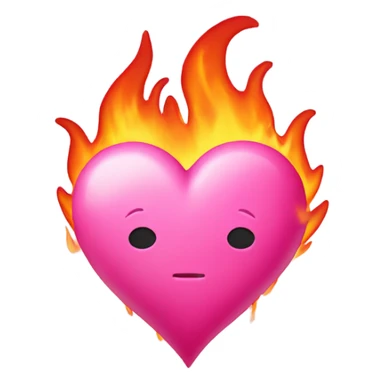 pink heart on fire sticker