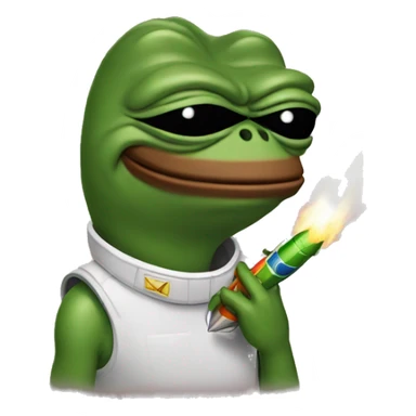 pepe with rocket  sticker