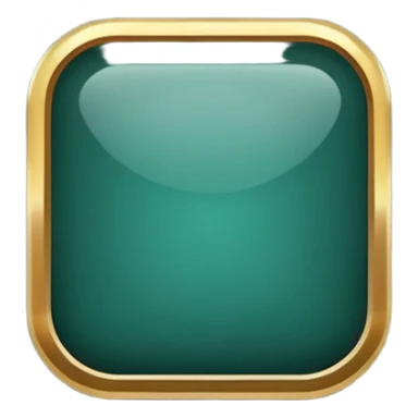 Blank dark Jade and gold edged rounded square icon button sticker
