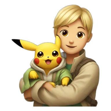 Pikachu holding baby yoda sticker
