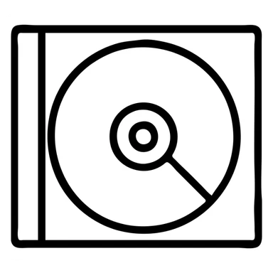 minimal black CD holder with a black CD inside, clear details sticker