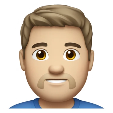 Chubby white male, straight dark brown hair, short beard and blue eyes sticker