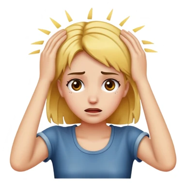 girl with hands on her head, distressed sticker