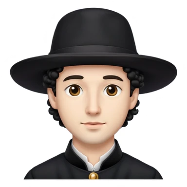 Man emoji with black hat and side curls, resembling a traditional Hasidic Jewish man. sticker