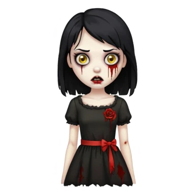 zombie girl with black hair, black dress sticker