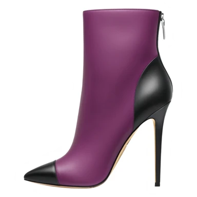 Hyper Realistic isolated side view,  Michael Kors ombre plum color to black, stiletto ankle bootie boots.  sticker