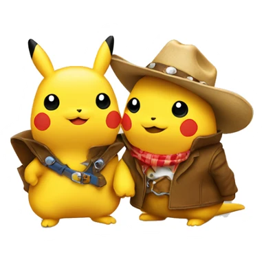 Two pikachus facing each other with cowboy hats on sticker