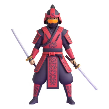 male futuristic tech samurai with digital visor and high-tech weapons sticker