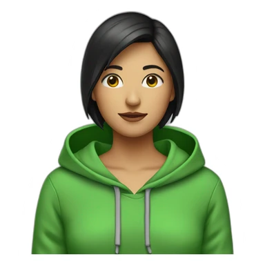 Girl-with-short-black-hair-and-green-hoodie sticker