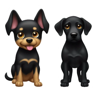 Small up ears black dog with big golden dog sticker